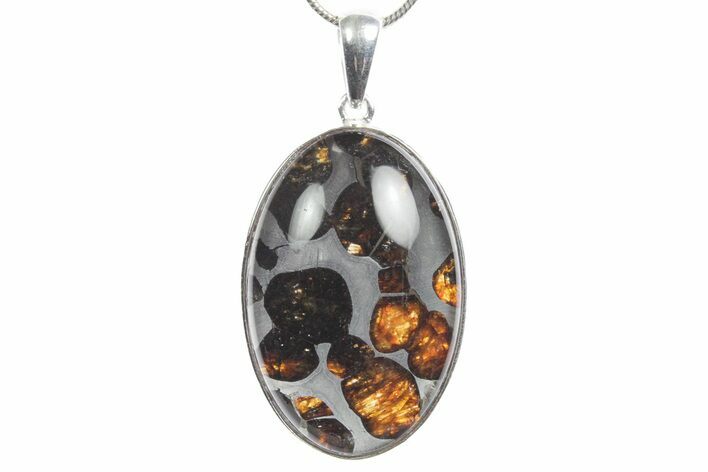Sericho Pallasite Oval Meteorite Pendant - Kenya #351415